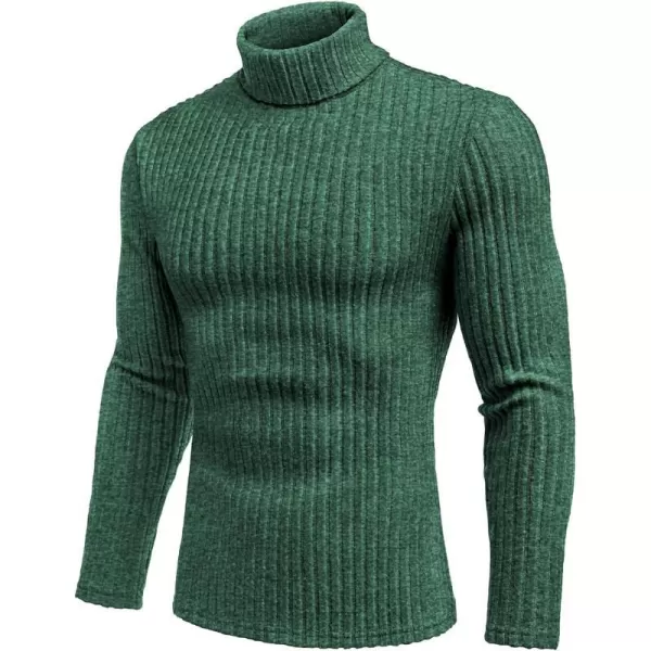 Ekouaer Men Turtleneck TShirts Long Sleeve Shirt Thermal Tops Lightweight Baselayer Ribbed Pullover Sweaters SXXLGreen