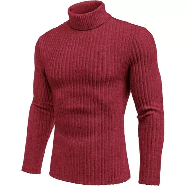 Ekouaer Men Turtleneck TShirts Long Sleeve Shirt Thermal Tops Lightweight Baselayer Ribbed Pullover Sweaters SXXLWine Red