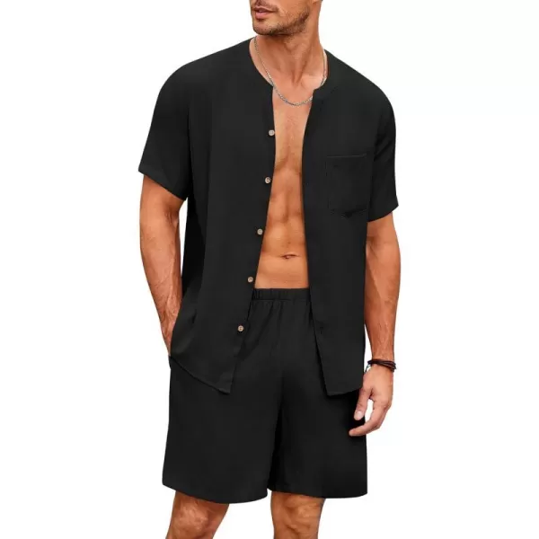 Ekouaer Mens Pajama Sets Short Sleeve Beach Lounge Wear Button Front Pj Shirts Shorts Set with Pocket Summer BlackEkouaer Mens Pajama Sets Short Sleeve Beach Lounge Wear Button Front Pj Shirts Shorts Set with Pocket Summer Black