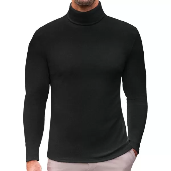 Ekouaer Mens Turtleneck Long Sleeve Turtle Neck Shirts Basic Lightweight Undershirt Thermal Pullover Sweater SXXLBlack