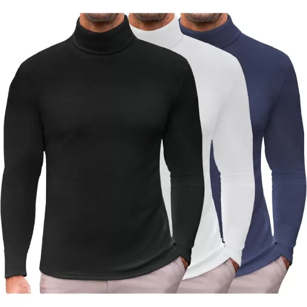 Ekouaer Mens Turtleneck Long Sleeve Turtle Neck Shirts Basic Lightweight Undershirt Thermal Pullover Sweater SXXLBlackNavyWhite