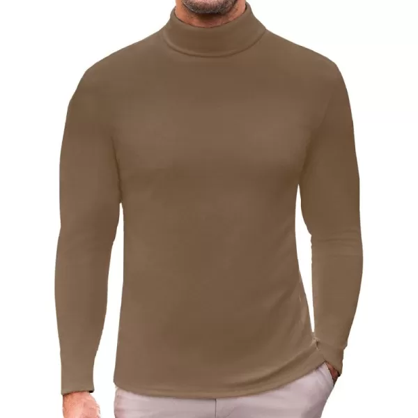 Ekouaer Mens Turtleneck Long Sleeve Turtle Neck Shirts Basic Lightweight Undershirt Thermal Pullover Sweater SXXLBrown