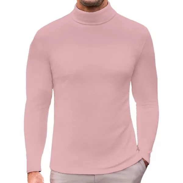 Ekouaer Mens Turtleneck Long Sleeve Turtle Neck Shirts Basic Lightweight Undershirt Thermal Pullover Sweater SXXLPink