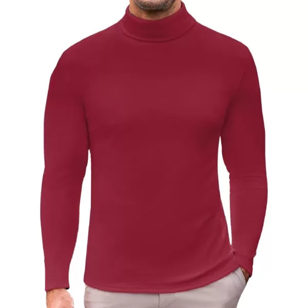 Ekouaer Mens Turtleneck Long Sleeve Turtle Neck Shirts Basic Lightweight Undershirt Thermal Pullover Sweater SXXLRed