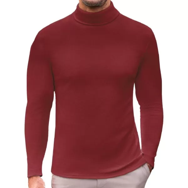 Ekouaer Mens Turtleneck Long Sleeve Turtle Neck Shirts Basic Lightweight Undershirt Thermal Pullover Sweater SXXLWine Red