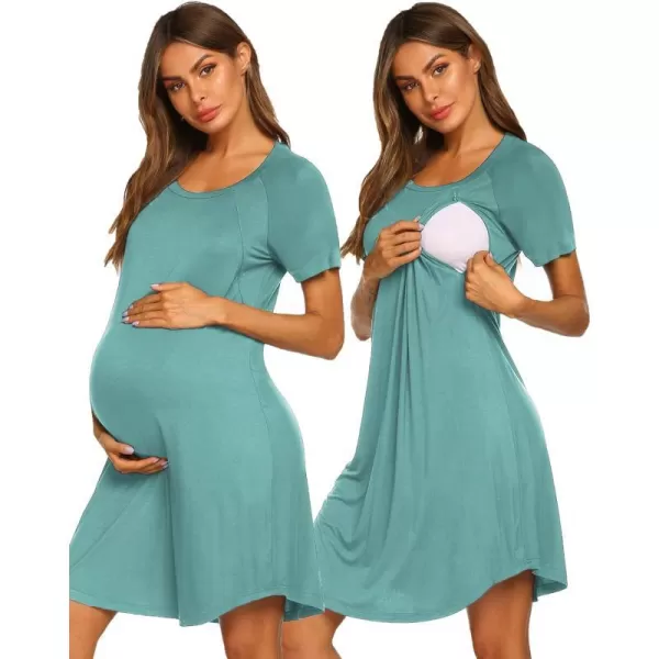 Ekouaer Nursing Gown 3 in 1 DeliveryLaborNursing Nightgown Women Maternity Hospital Gown Zipper Breastfeeding SleepwearBceladon Green