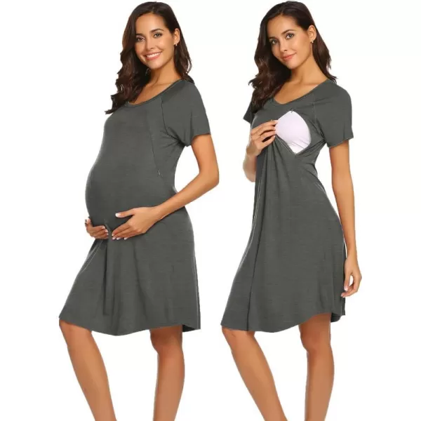 Ekouaer Nursing Gown 3 in 1 DeliveryLaborNursing Nightgown Women Maternity Hospital Gown Zipper Breastfeeding SleepwearMgt3