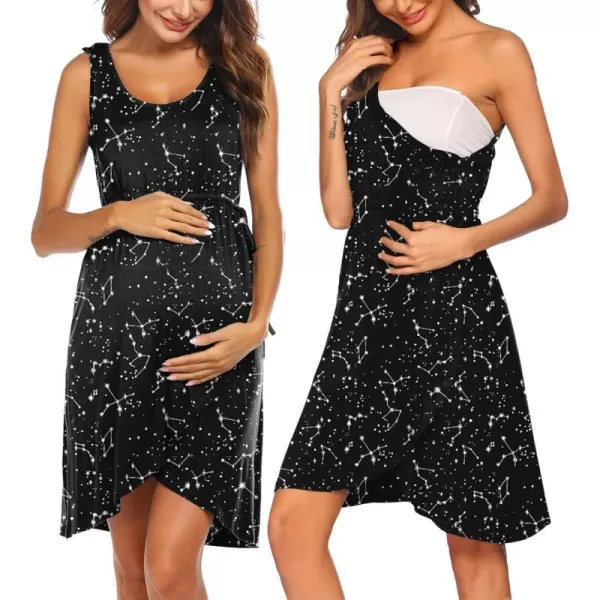 Ekouaer Nursing Nightgown 3 in 1 Sleeveless Maternity Labor Delivery Gown Hospital Nursing Dress BreastfeedingPat5