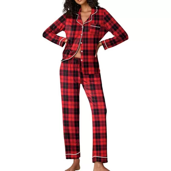 Ekouaer Pajamas Womens Long Sleeve Sleepwear Soft Button Down Loungewear Pjs Lounge Set Nightwear XSXXLChristmas Plaid Pat54