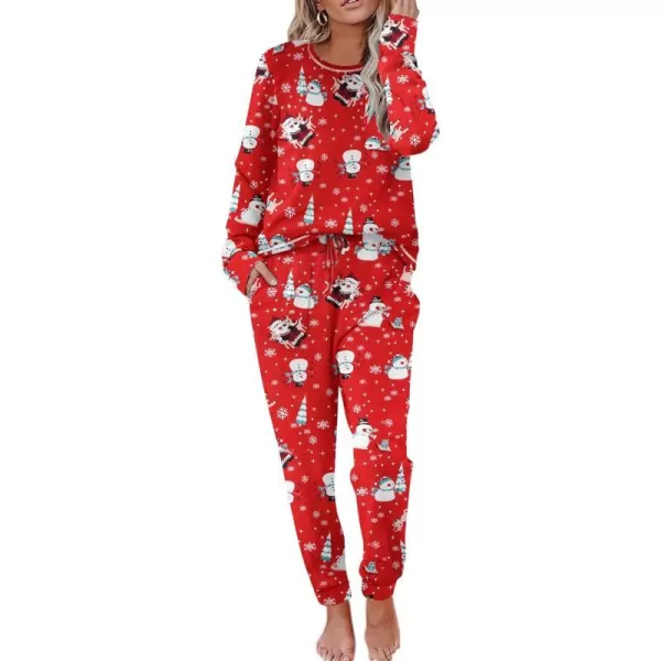 Ekouaer Pajamas Womens Long Sleeve Sleepwear with Long Pants Soft Loungewear Pj Set XS3XLChristmas Print