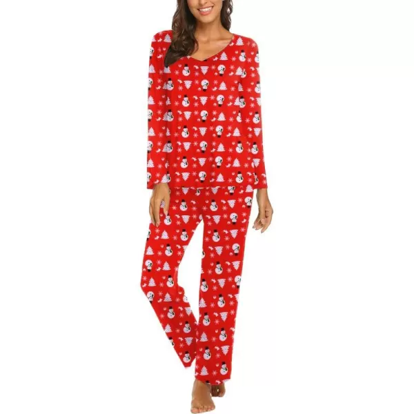 Ekouaer Pajamas for Women Soft Sleepwear Set Long Sleeve Comfy Pjs Top Loose Fit Pj Pants LoungewearChristmas  Snowman