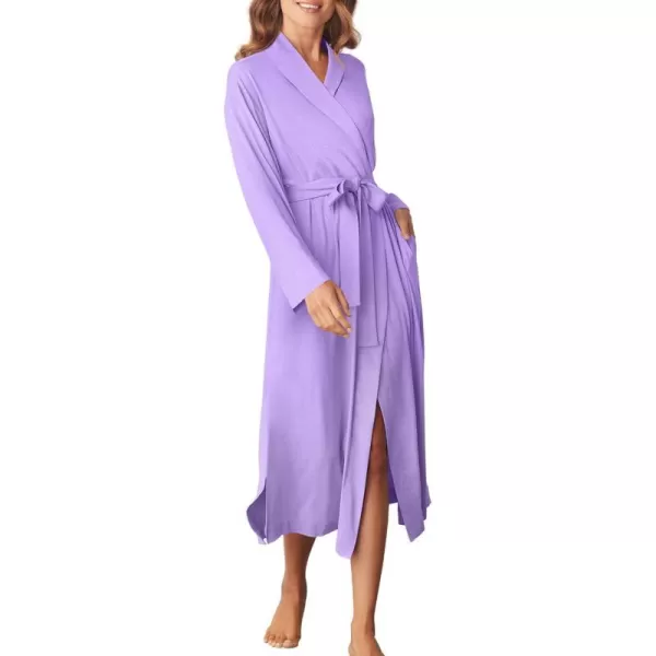 Ekouaer Robes for Women Long Sleeve Knit Kimono Bathrobe Soft Lightweight Loungewear Ladies Cotton SleepwearLavender