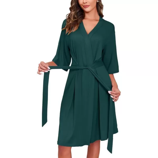 Ekouaer Robes for Women Short Knit Bathrobe Lightweight Soft Knit Sleepwear Casual Ladies LoungewearGreen