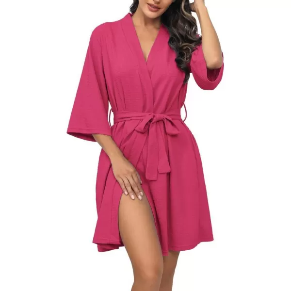 Ekouaer Robes for Women Waffle Knit Bathrobe Soft Lightweight Knee Length Loungewear SXXLSmall Wafflerose