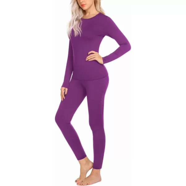 Ekouaer Thermal Underwear for Women Long Johns Sets Base Layer Lightweight 2 Pieces Pajams SetPurple