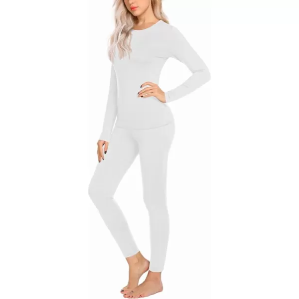 Ekouaer Thermal Underwear for Women Long Johns Sets Base Layer Lightweight 2 Pieces Pajams SetWhite