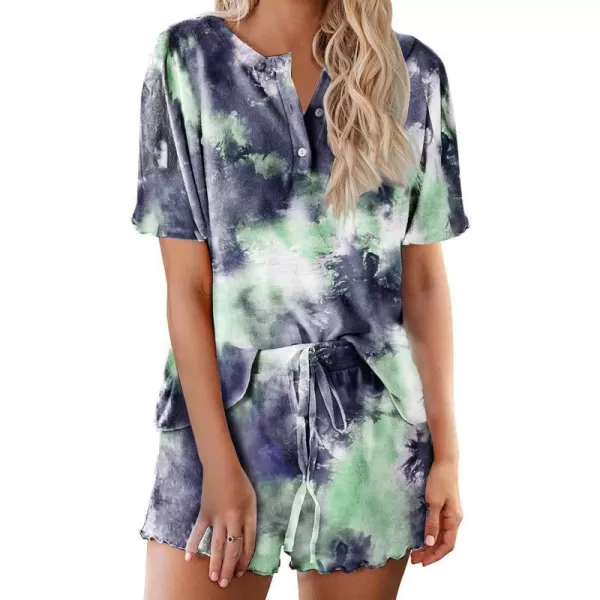 Ekouaer Tie Dye Pajamas Set Womens Loungewear Sleepwear 2 Piece PJ SetsCute 1