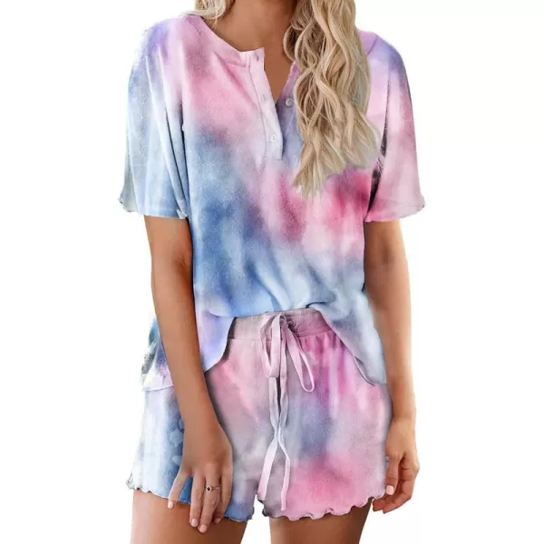 Ekouaer Tie Dye Pajamas Set Womens Loungewear Sleepwear 2 Piece PJ SetsCute 2