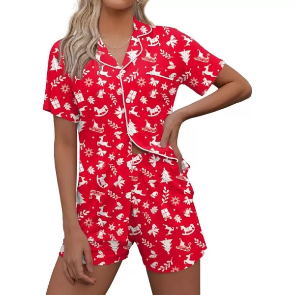 Ekouaer Women Classic Button Down Soft Short Pajamas SetApat33 Christmas