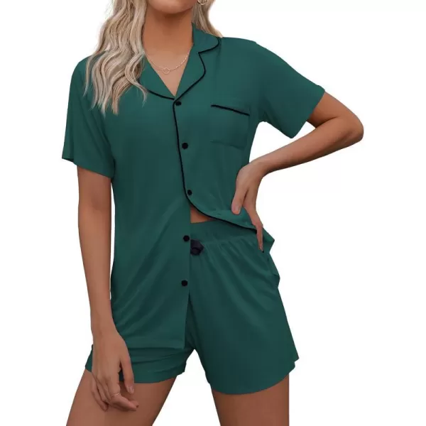 Ekouaer Women Classic Button Down Soft Short Pajamas SetGreen