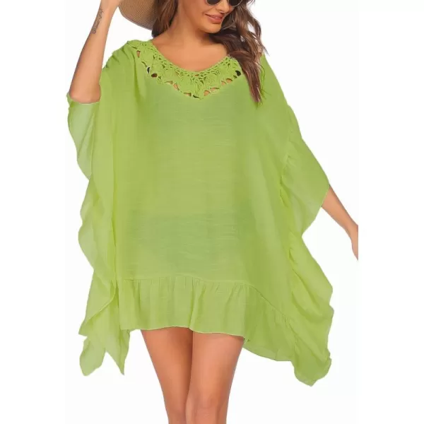 Ekouaer Women Crochet Neck Beach Cover UpFluorescent Green