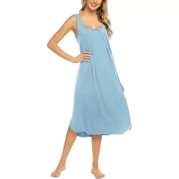 Ekouaer Women Nightgowns Long Sleeveless Sleepshirt Soft Sleep Dress Tank Dress Sleepwear SXXLClear Blue