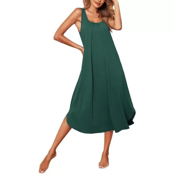 Ekouaer Women Nightgowns Long Sleeveless Sleepshirt Soft Sleep Dress Tank Dress Sleepwear SXXLDark Green