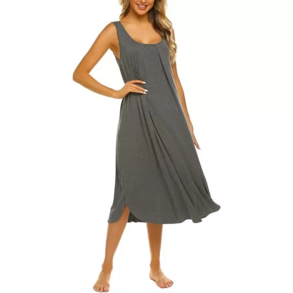 Ekouaer Women Nightgowns Long Sleeveless Sleepshirt Soft Sleep Dress Tank Dress Sleepwear SXXLGrey