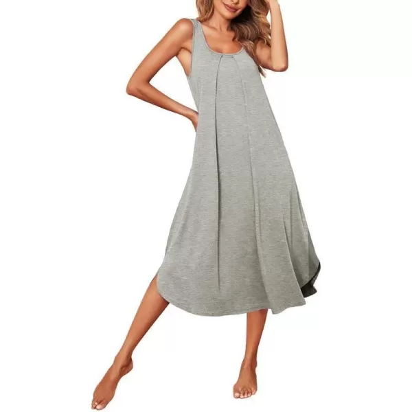 Ekouaer Women Nightgowns Long Sleeveless Sleepshirt Soft Sleep Dress Tank Dress Sleepwear SXXLLight Grey