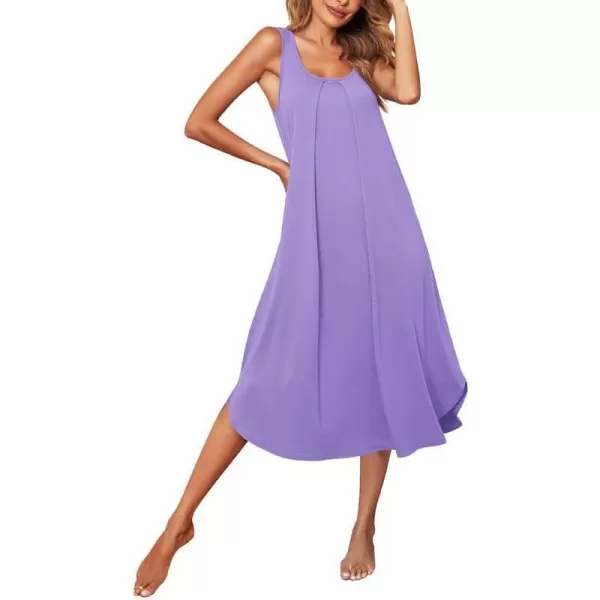 Ekouaer Women Nightgowns Long Sleeveless Sleepshirt Soft Sleep Dress Tank Dress Sleepwear SXXLLilac Purple