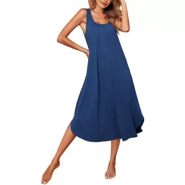 Ekouaer Women Nightgowns Long Sleeveless Sleepshirt Soft Sleep Dress Tank Dress Sleepwear SXXLNavy