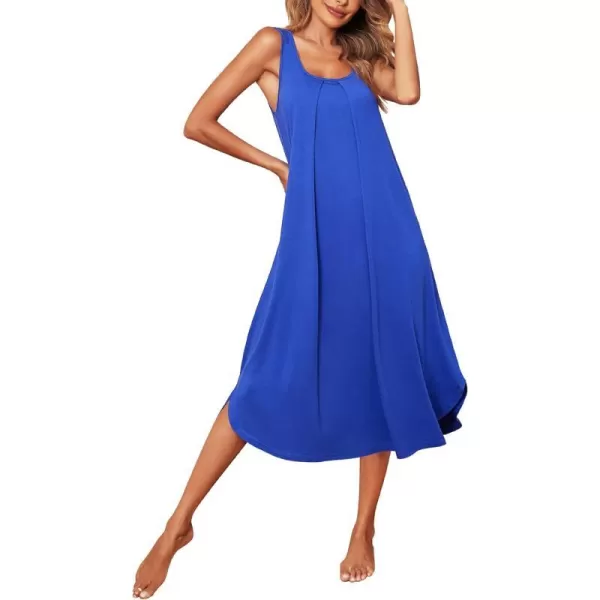 Ekouaer Women Nightgowns Long Sleeveless Sleepshirt Soft Sleep Dress Tank Dress Sleepwear SXXLRoyal Blue