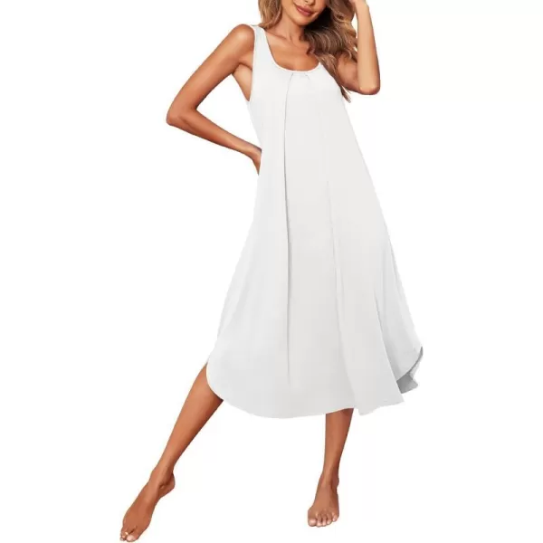 Ekouaer Women Nightgowns Long Sleeveless Sleepshirt Soft Sleep Dress Tank Dress Sleepwear SXXLWhite