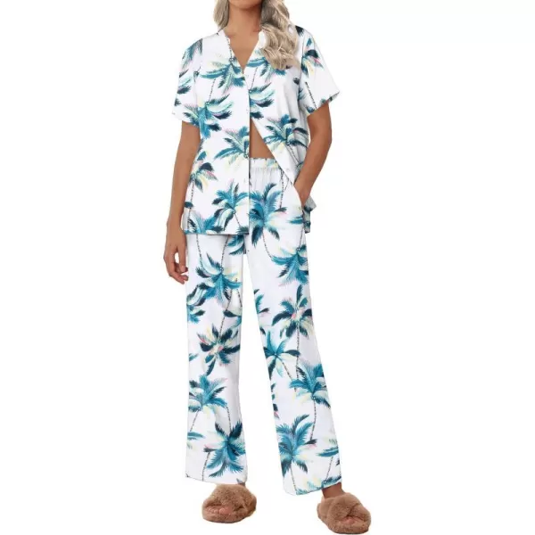 Ekouaer Women Pajamas Set Short Sleeve Button Down Floral Sleepwear Soft Pjs Loungewear Pants Set SXXLPattern 5