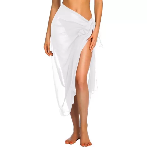 Ekouaer Women Sarong Swimsuit Coverups Chiffon Long Bikini Wraps Sheer Beach Bathing Suit Cover UpA1 Piece 1white