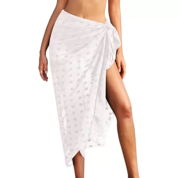 Ekouaer Women Sarong Swimsuit Coverups Chiffon Long Bikini Wraps Sheer Beach Bathing Suit Cover UpA1 Piece 5swiss Dot  White