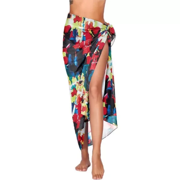 Ekouaer Women Sarong Swimsuit Coverups Chiffon Long Bikini Wraps Sheer Beach Bathing Suit Cover UpA1 Piece Pat 19