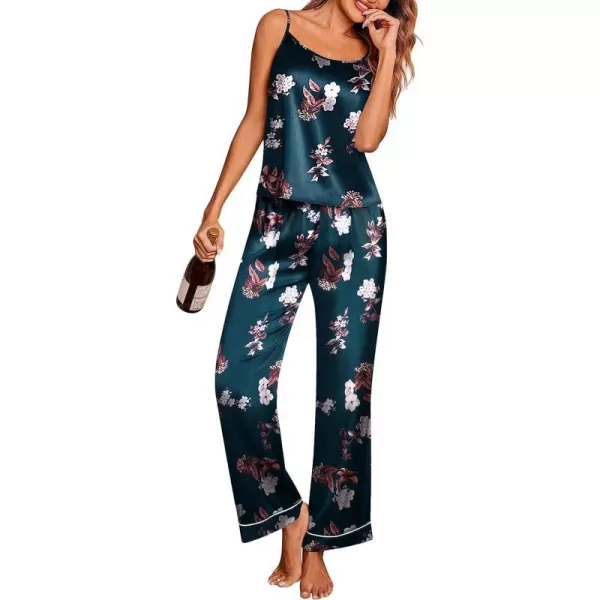 Ekouaer Women Satin Pajamas Silk Sleeveless Pjs Set Soft Camisole Tops and Pants with Pockets SXXLPattern 3