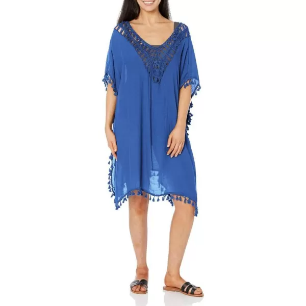 Ekouaer Women Swimwear V Neck Crochet Cover UpsAsnorkel Blue