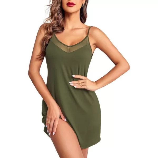 Ekouaer Womens Camisole Chemise NightgownArmy Green