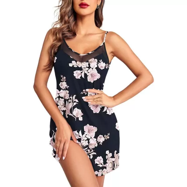 Ekouaer Womens Camisole Chemise NightgownPink Floral