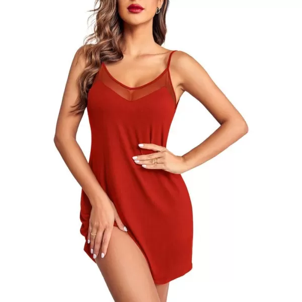 Ekouaer Womens Camisole Chemise NightgownRed