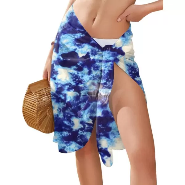 Ekouaer Womens Chiffon Swimsuit Sarong Cover UpsApattie Dye Blue