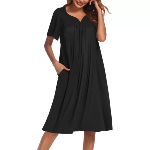 Ekouaer Womens House Dress with PocketsBlack