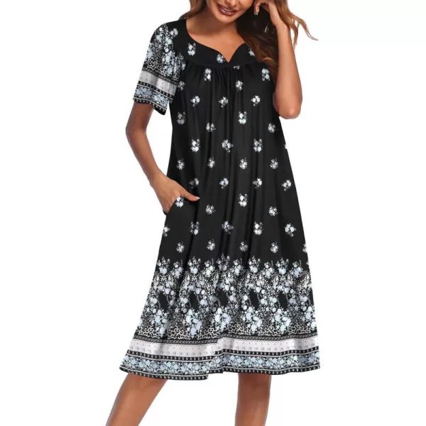 Ekouaer Womens House Dress with PocketsBlack Border