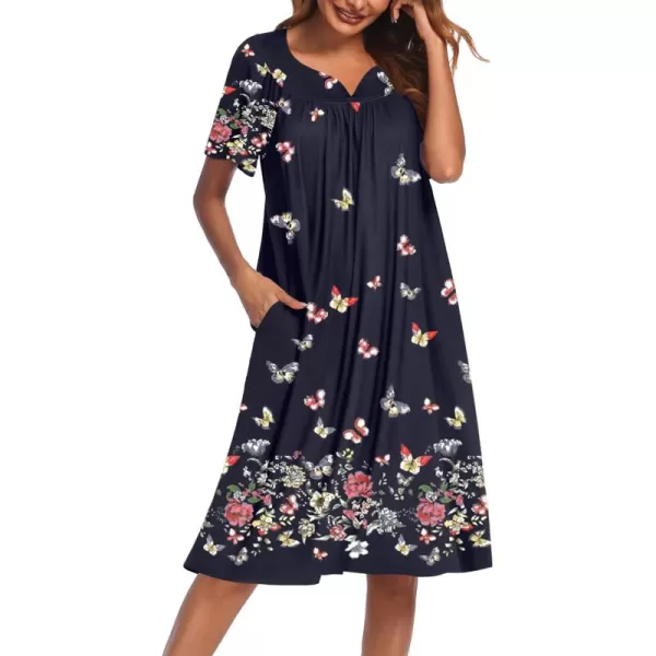 Ekouaer Womens House Dress with PocketsColorful Butterfly