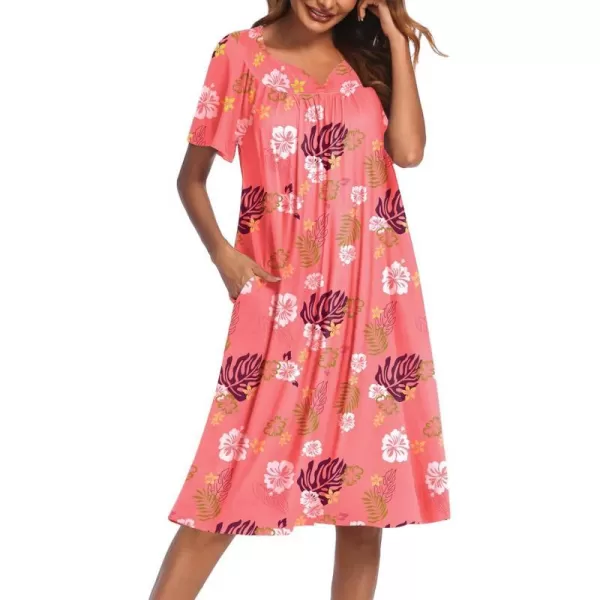 Ekouaer Womens House Dress with PocketsFloral Leaf