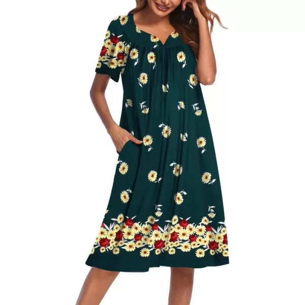 Ekouaer Womens House Dress with PocketsGreen Floral