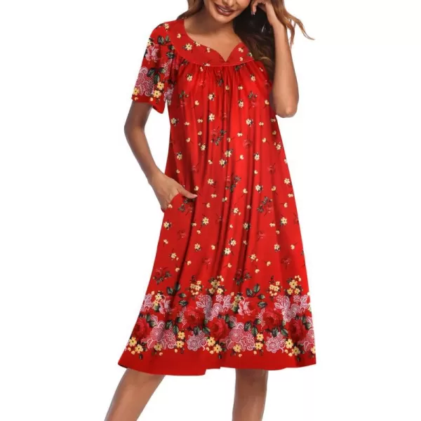 Ekouaer Womens House Dress with PocketsOlivia Red