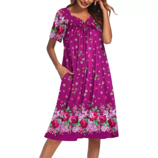 Ekouaer Womens House Dress with PocketsPurple